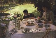 Giuseppe de nittis breakfast in the garden painting